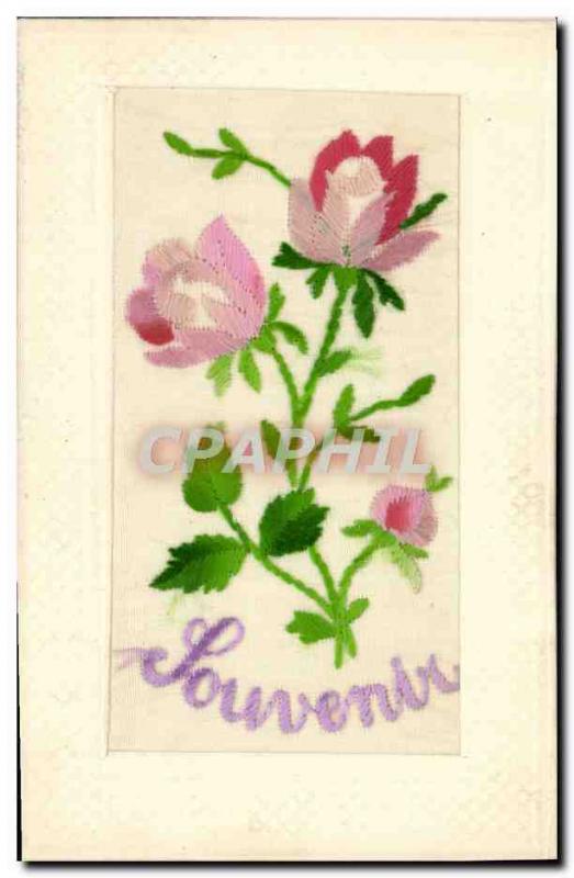 Old Postcard Fantasy Flowers Embroidery