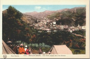 Morocco Moulay Idriss Une Diffa Repas Dans Les Oliviers Vintage Postcard 04.09