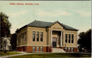 Clarinda Iowa Public Library 1915 to Miller in Johnstown Nebraska Postcard X10
