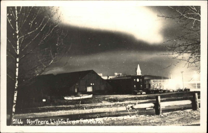 Fairbanks AK Northern Lights 1954 Used Real Photo Postcard