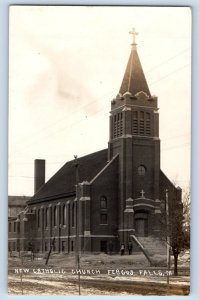 Fergus Falls Minnesota MN Postcard RPPC Photo New Catholic Church 1914 Antique