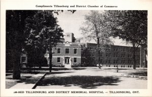 Postcard Ontario Tillsonburg District Memorial Hospital 1940s K73
