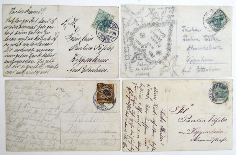 Deutsche WWI Ära Lot Of 4 Romantische Antik Echt Foto Postkarten RPPC W /