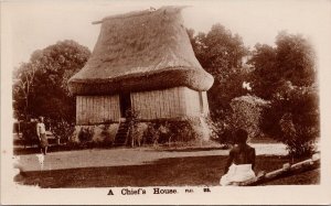 Fiji A Chief's House Unused Caine Series Suva Fiji RPPC Postcard H21