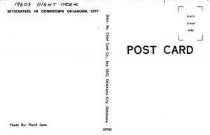 1960s Night Neon Skyscrapers Downtown Oklahoma City Chief postcard 136
