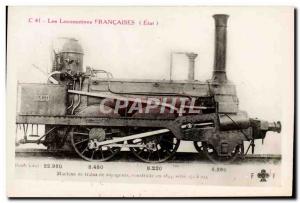 Postcard Old Train Locomotive passenger train Machine 1844