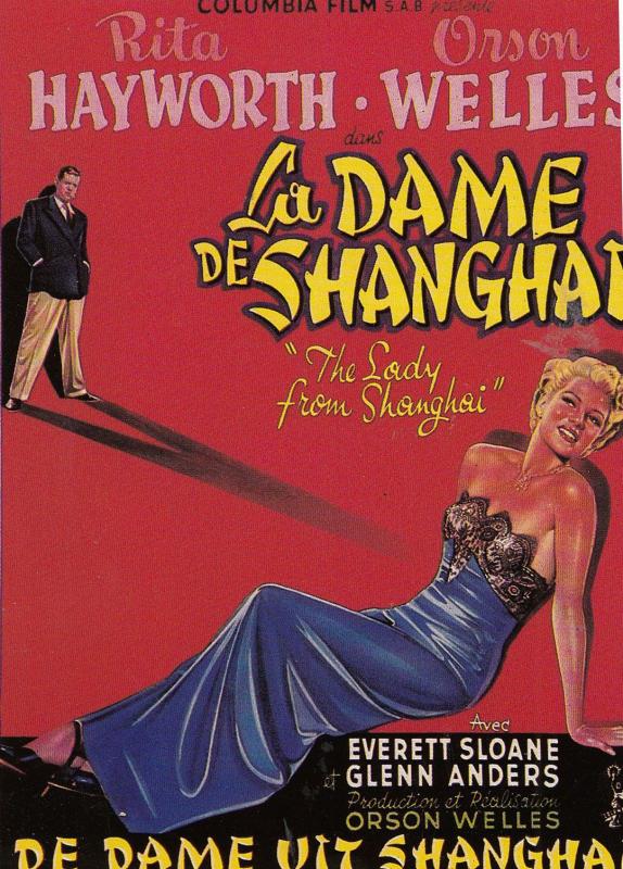 Rita Hayworth La Dame De Shanghai Cinema Poster Art Rare French Postcard