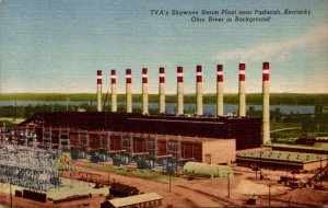 Kentucky TVA's Shawnee Steam Plant Near Paducah With Ohio River In Backg...