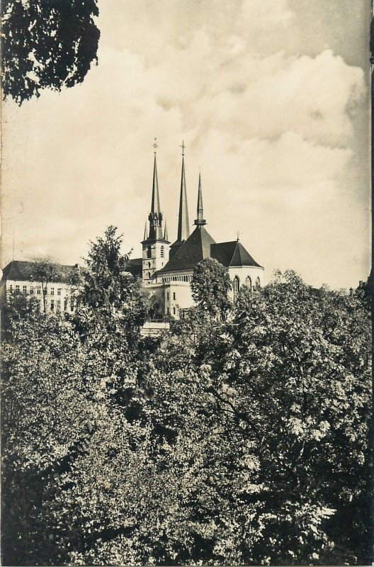 Postcard Europe Luxembourg city view cathedral St Sophie
