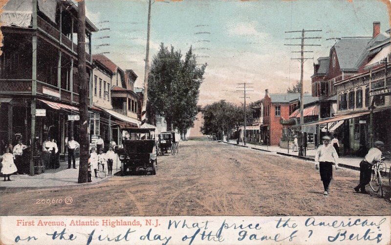 HIGHLAND NEW JERSEY~FIRST AVENUE-DIRT ROAD~1908 POSTCARD