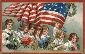 Frances Brundage Patriotic child American Flag Decoration Day TUCK Postcard