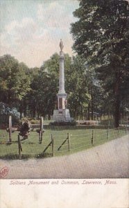 Soldiers Monument And Common Lawrence Massachusetts 1909