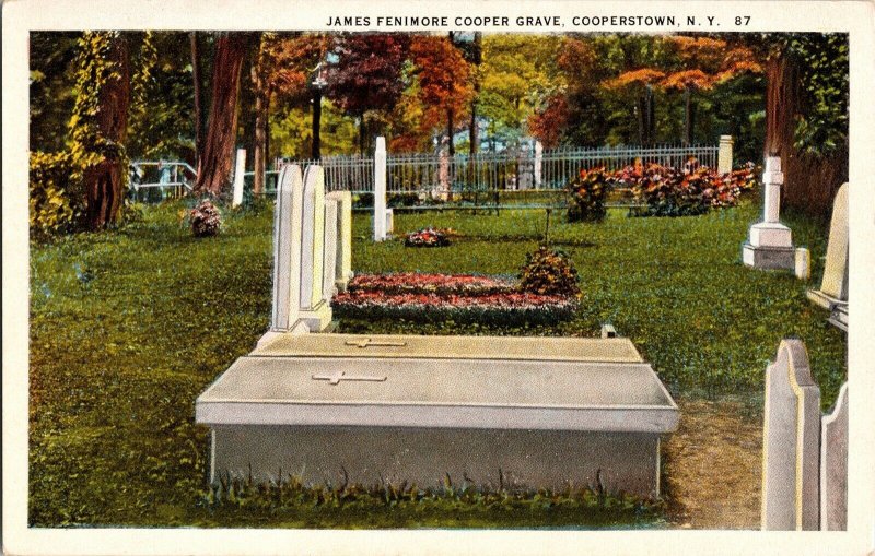 James Finimore Cooper Grave Cooperstown New York WB Unused Unposted Postcard UNP 