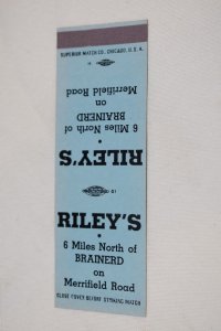 Riley's Brainerd 20 Strike Matchbook Cover