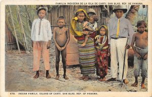 Indian Family Carti Island San Blas Panama 1920c postcard