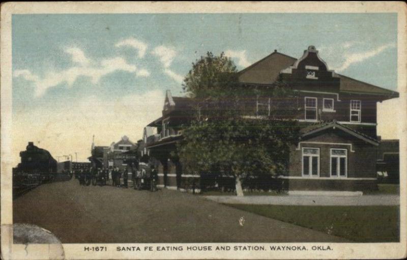 Waynoka OK Santa Fe Eating House & RR Train Station Fred Harvey H-1671 PC