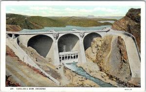 COOLIDGE DAM, AZ Arizona  DAM & SPILLWAYS  c1920s  Curt Teich   Postcard