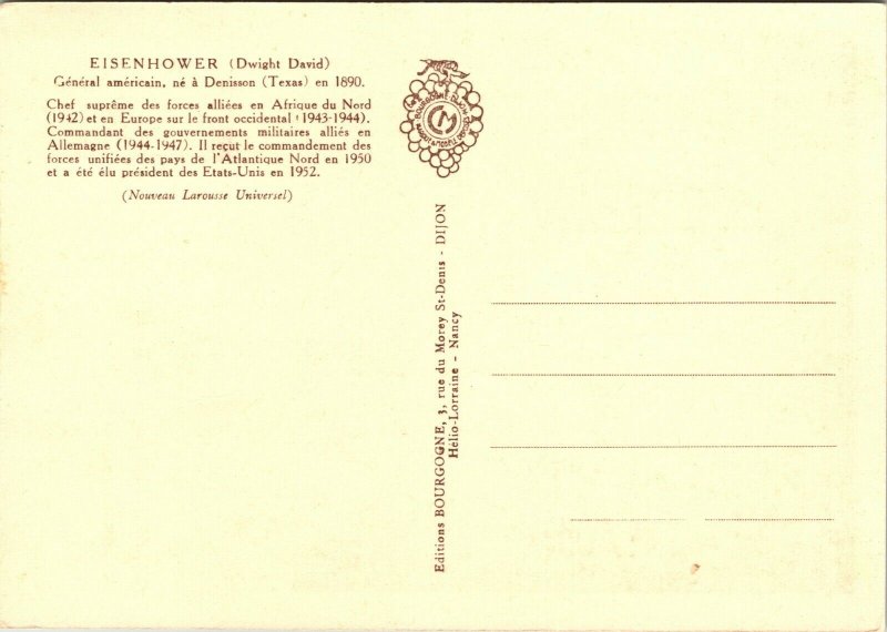 General Eisenhower, President USA, 5 cent stamp Monaco 1956 Postcard 