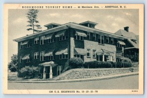 Asheville North Carolina Postcard Rossmoore Tourist Home Merrimon c1940 Vintage