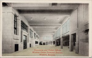 Wichita Union Terminal Station Wichita Kansas Concourse c1917 Postcard H1