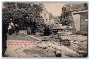 c1910's Flood's Damage At 4th & Parade Street Erie Pennsylvania PA Postcard 