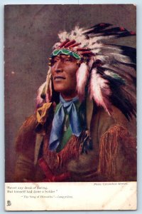 1907 Hiawatha American Native Indian Headdress Song Chadds Ford PA Postcard