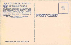 Mayflower Motel Moonlight Night US 19 St Petersburg Florida linen postcard