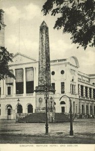 singapore, Raffles Hotel and Obelisk (1920s) Canadian Pacific Cruise Postcard