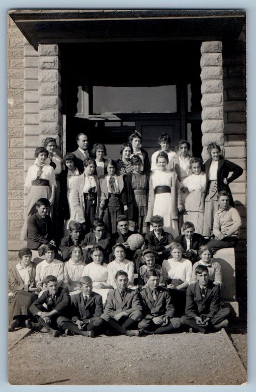 Pickstown South Dakota SD Postcard RPPC Photo Pickstown School Students c1910's