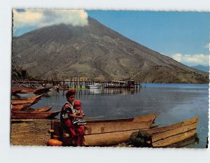 Postcard Skirts of San Pedro Volcano and Bay of Santiago Atitlán, Guatemala