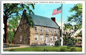 Staten Island New York 1930s Postcard The Conference House Flag