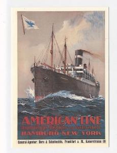 ad1304 - advert for American  Line - poster 1920 - the Mongolia - art postcard