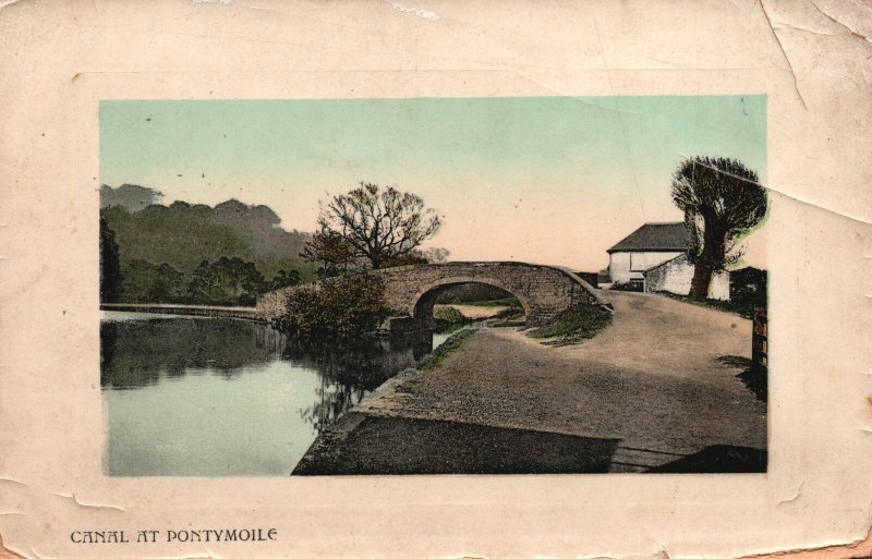 Vintage Postcard Canal Joining Monmouthshire Brecon & Abergavenny Pontymoile 