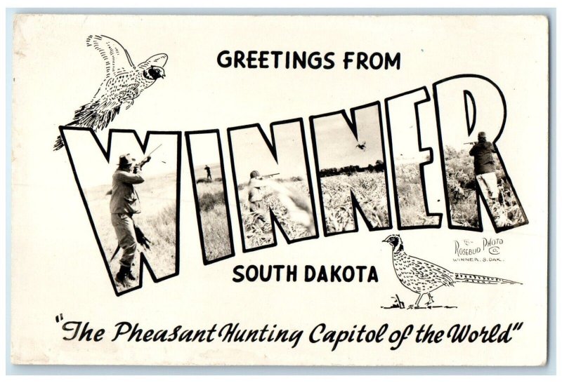 c1940s Greetings From Winner South Dakota SD Rosebud RPPC Photo Vintage Postcard