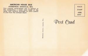 Horse-Drawn Bus Postcard Stonefield Wisconsin American House