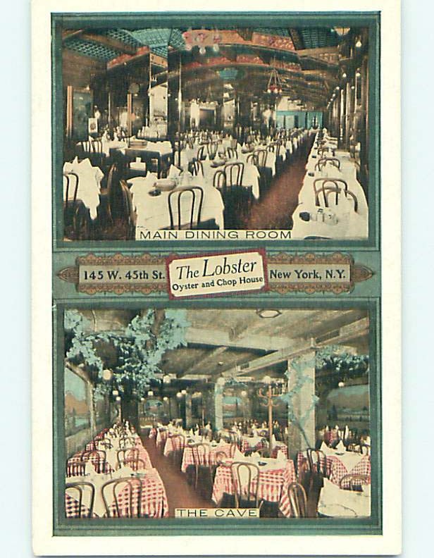 Unused 1940's LOBSTER OYSTER AND CHOP HOUSE RESTAURANT Manhattan NY