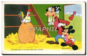 Fancy Postcard Old disney Donald Pluto And what? as a rooster can smolder
