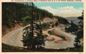 Vintage Postcard 1952 Switchbacks Western Slope Berthoud Pass US 40 Colorado CO