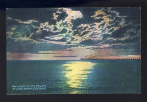 Long Beach, California/CA Postcard, Moonlight On The Pacific At Long Beach