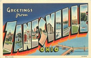 Black Grant Teich Large Letters Multi View Zanesville Ohio Postcard 21-2565