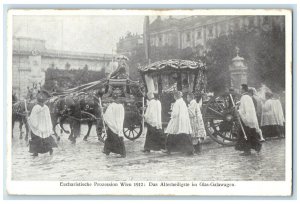 1912 Blessed Sacrament in Glass Gala Car Eucharistic Procession Vienna Postcard