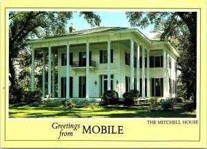 VINTAGE CONTINENTAL SIZE POSTCARD GREETINGS FROM MOBILE ALABAMA - MITCHELL HOUSE