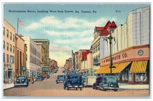 c1940 Northampton Street Looking West Center Square Easton Pennsylvania Postcard