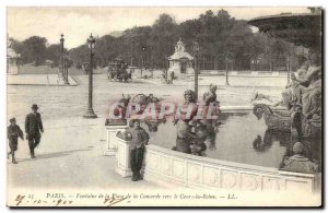 Paris Postcard Old Fountain Place de la Concorde to the Cours la Reine