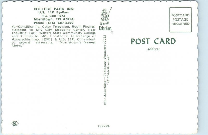 Unposted Postcard - College Park Inn, Morristown, Tennessee, USA, North America 