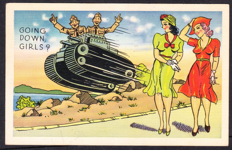 Going Down Girls ? Comic WWII linen - Ebert - 1941