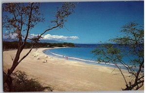 White Sands of Mauna Kea Beach Snow Capped Peak Visible Hawaii Postcard