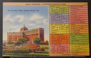 Virginia Beach, VA - The Cavalier Hotel - 1952