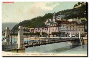 Old Postcard Suspension Bridge and Quai Perriere Grenoble