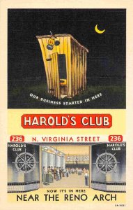 Harold's Club Casino Virginia Street Reno Nevada linen advertising postcard